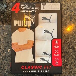 Puma Men's Classic White Crew-Neck T-Shirt 4-Pack Size Large (42-44in)